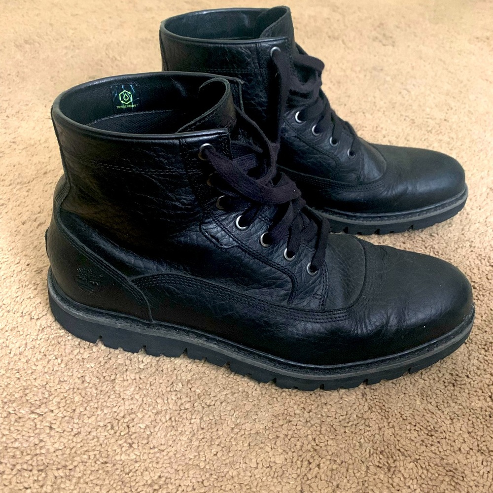 Timberland black leather boots size 10